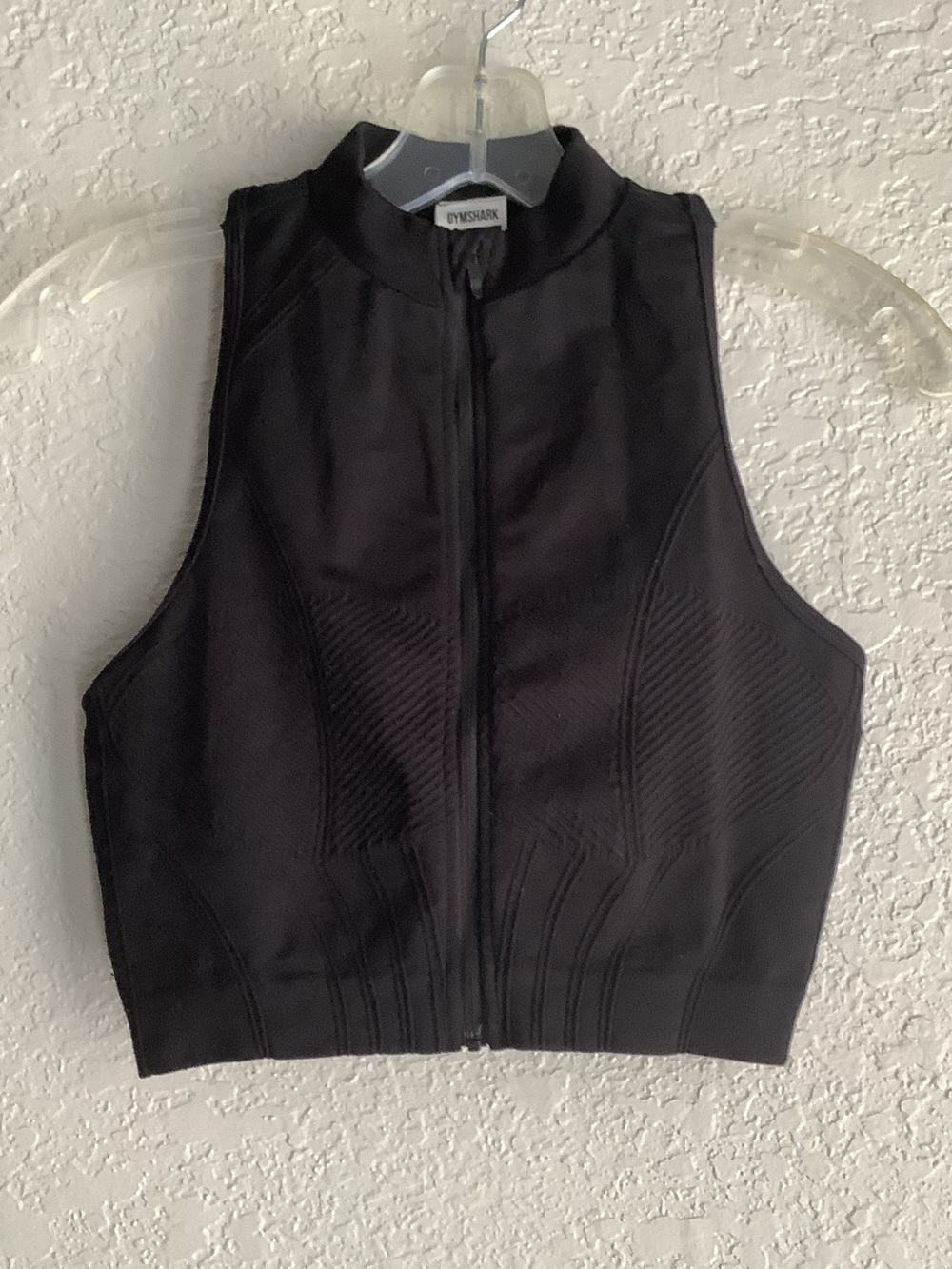 Gymshark Black Zip-Front High-Neck Sports Crop
